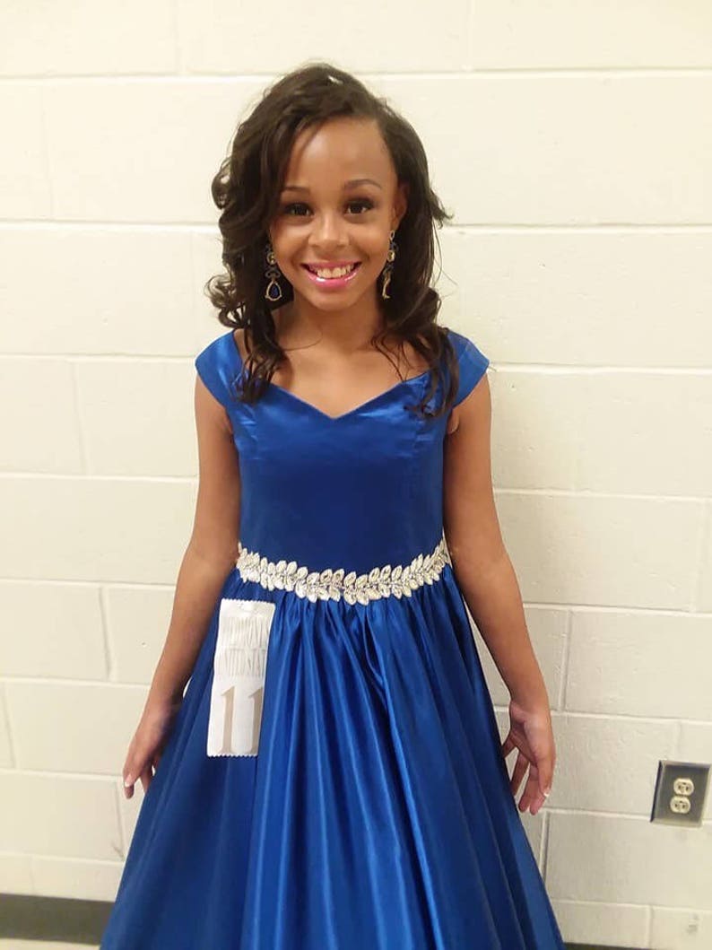 Royal blue satin dress/ Pageant Prom dress/ Floor length Etsy