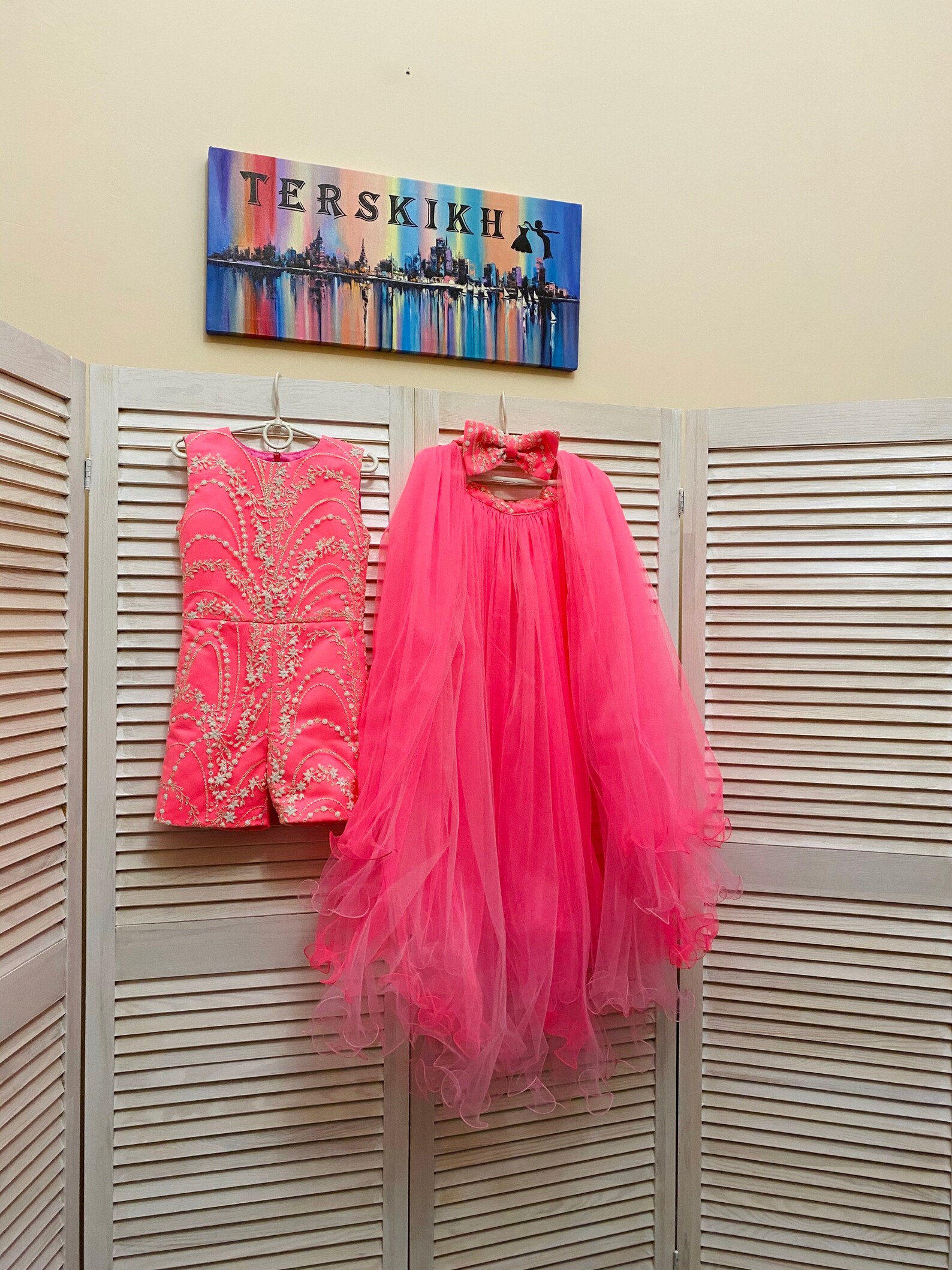 Hot pink glitter pageant fun fashion outfit with train and Etsy