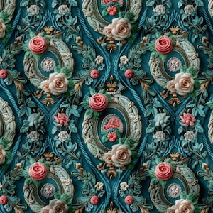 3D VINTAGE FLORAL ART Design Fabric by the meter