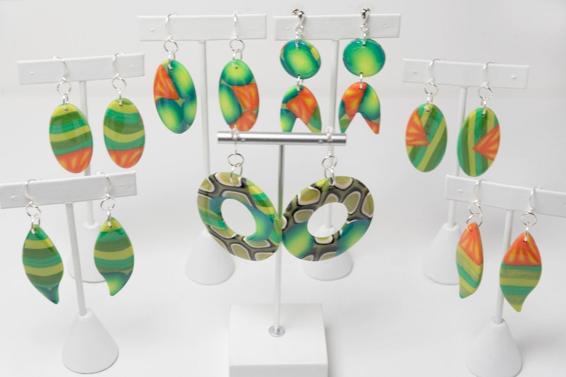 Gifts for Her Boho /& Hippie Jewelry Handmade Tropical Leaf Dangle Earrings Video One of a Kind Earrings Artist Made Mother/'s Day Gifts