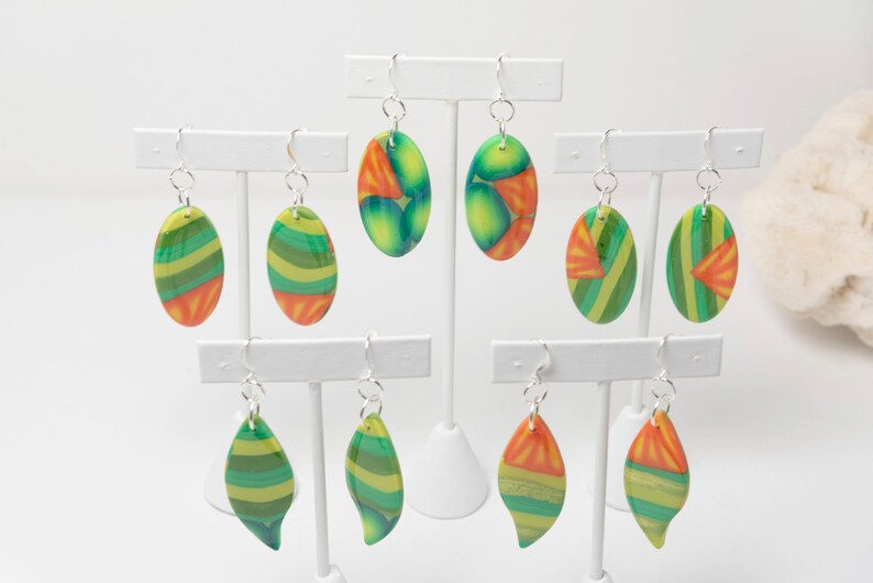 Gifts for Her Boho /& Hippie Jewelry Handmade Tropical Leaf Dangle Earrings Video One of a Kind Earrings Artist Made Mother/'s Day Gifts