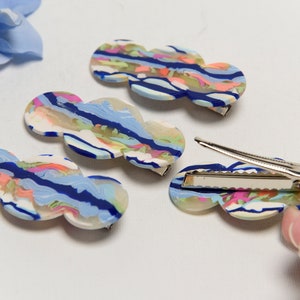 Boho Multicolor Triple Circle Polymer Clay Barrettes, Handmade Clay Alligator Hair Clips, Hair Jewelry, Hair Clips Accessories Gifts for Her image 1