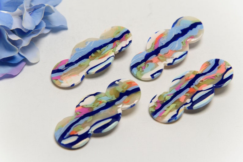 Boho Multicolor Triple Circle Polymer Clay Barrettes, Handmade Clay Alligator Hair Clips, Hair Jewelry, Hair Clips Accessories Gifts for Her image 4