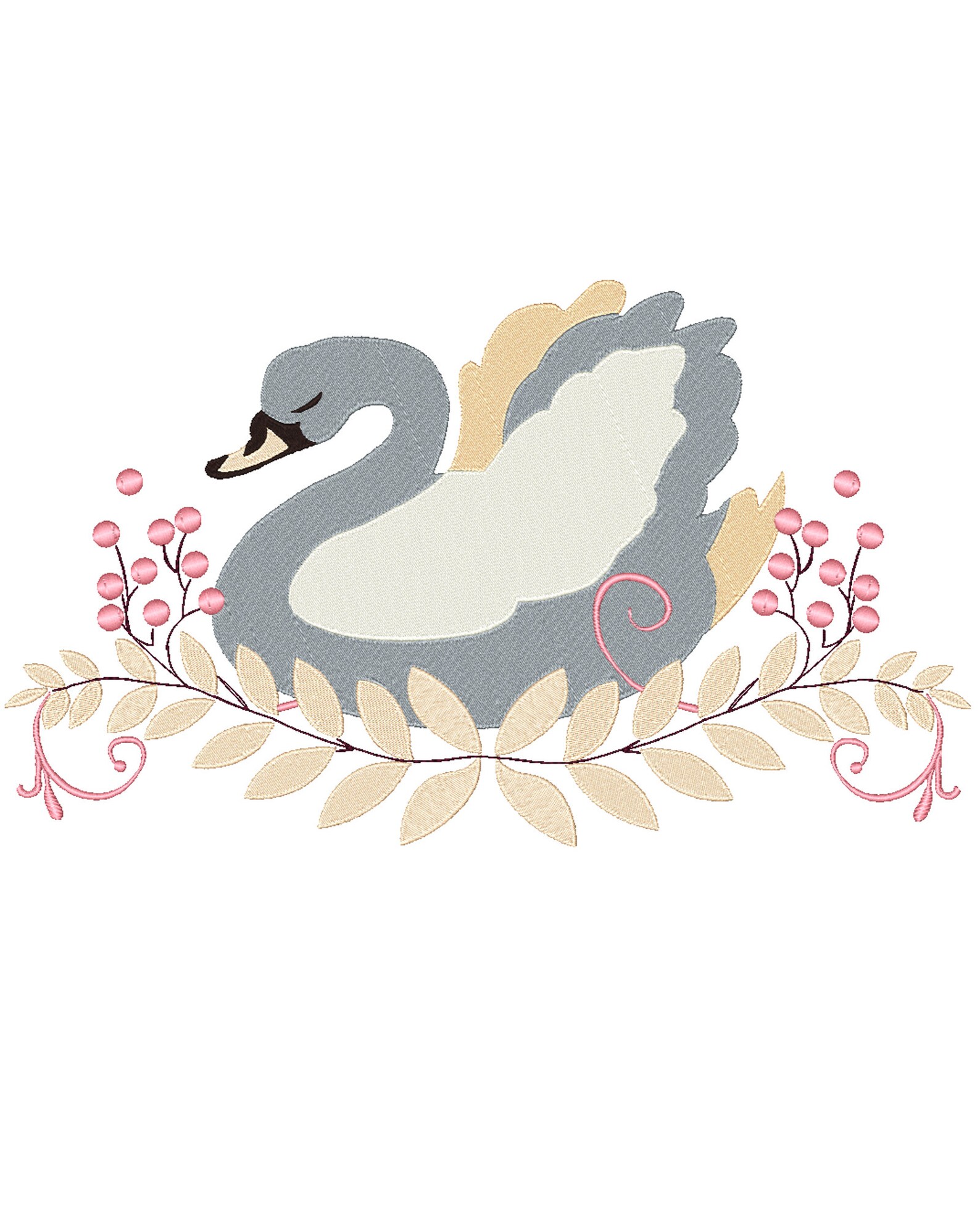 Swan Embroidery Design 4567 Inches Instant Download Etsy