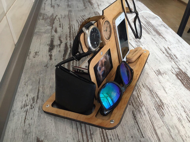 desk d\u00e9cor for women,wood docking station,third anniversary,desktop gift for him,wooden iphone stand,desk gift for him,gifts for dad ideas
