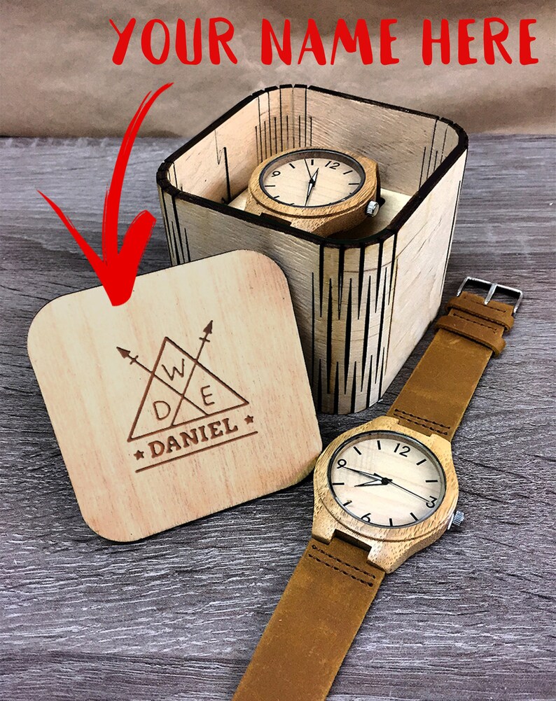 Mens wooden watch engraved mens wooden watch wood watch | Etsy