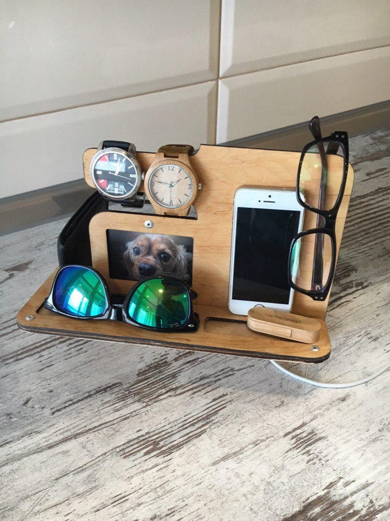 desk d\u00e9cor for women,wood docking station,third anniversary,desktop gift for him,wooden iphone stand,desk gift for him,gifts for dad ideas