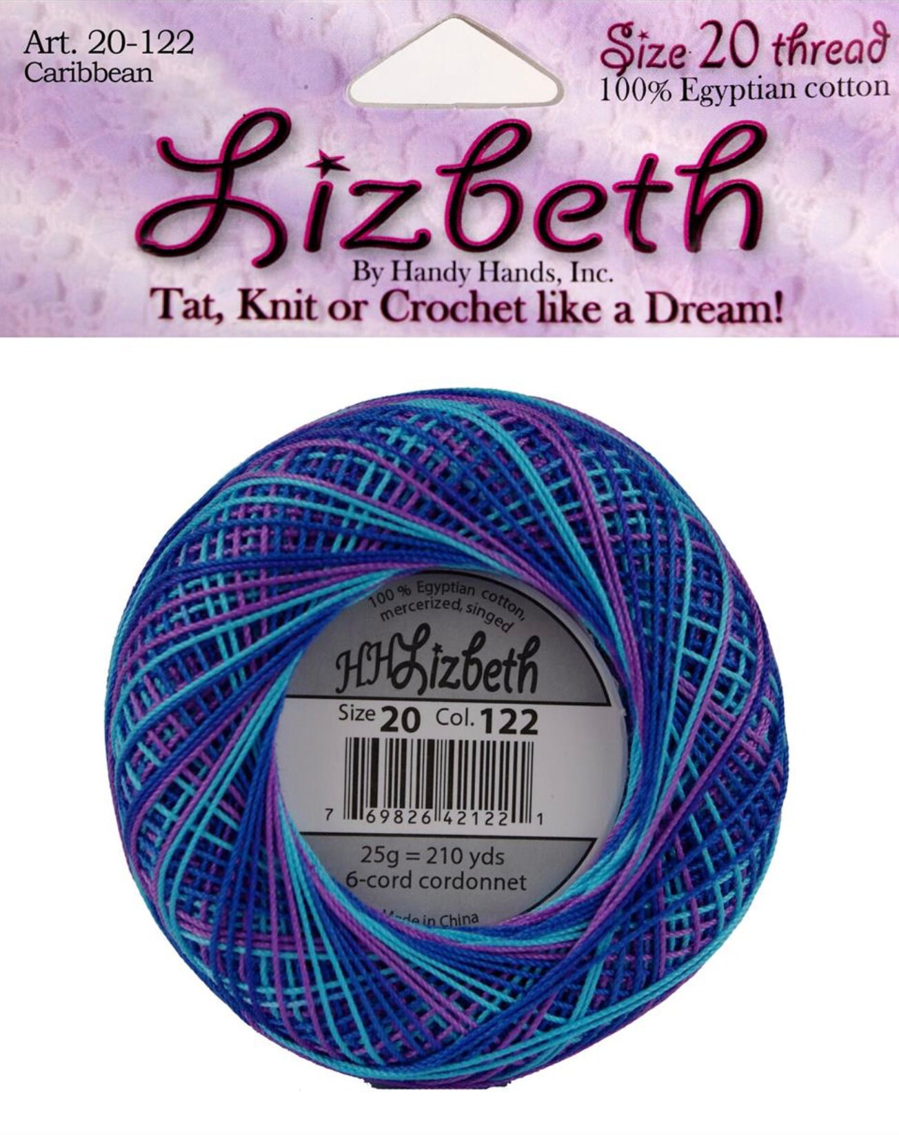 Handy Hands Lizbeth Cordonnet Cotton Size 20 Bright Turquoise Dark