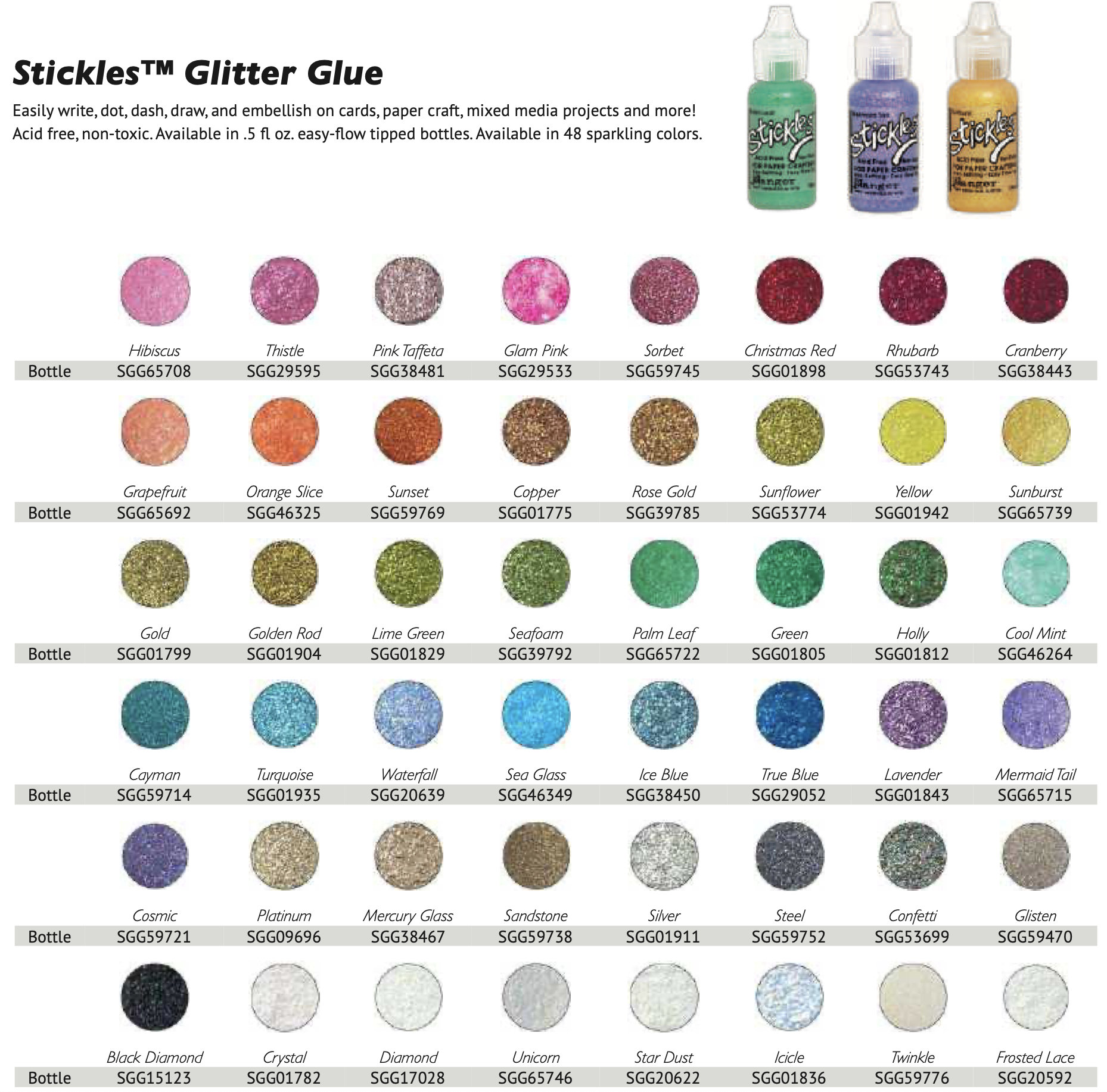 Dovecraft Glitter Glue 20ml Craft Essentials Pastels Arts and Crafts 
