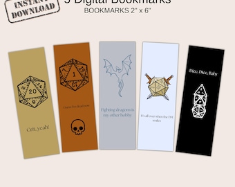 Printable Dungeons and Dragons D20 Class Bookmarks | Coloured and Non ...