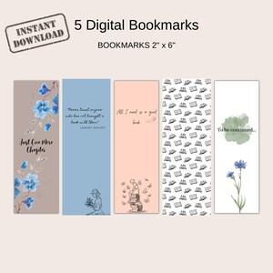 Printable Floral Bookmarks Bundle - Digital Download