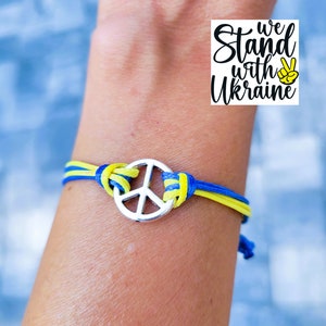 Ukraine Bracelet - Ukranian Flag Bracelet - Ukraine Peace Bracelet - Adjustable Ukraine Bracelet - We Stand With Ukraine Bracelet -