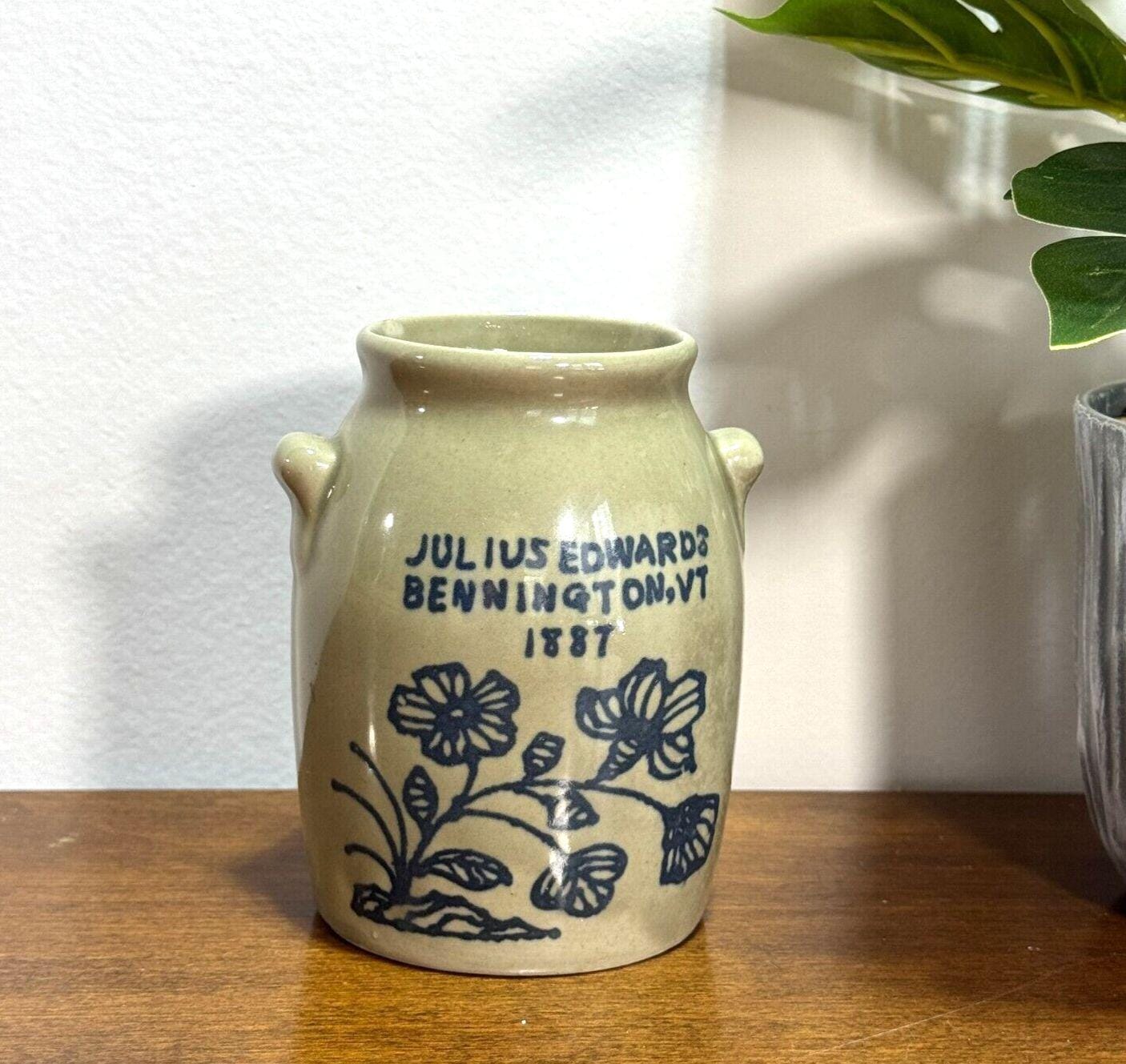 Julius Edwards Stoneware Crock Small Bennington VT 1887 Jug Pot