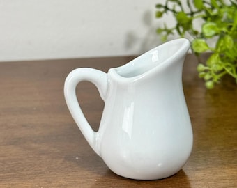 Vintage Mini Individual Creamer Syrup Pitcher 2" High White Ceramic