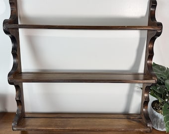 Estantería de pared de madera vintage de 3 niveles para decoración de oficina y hogar