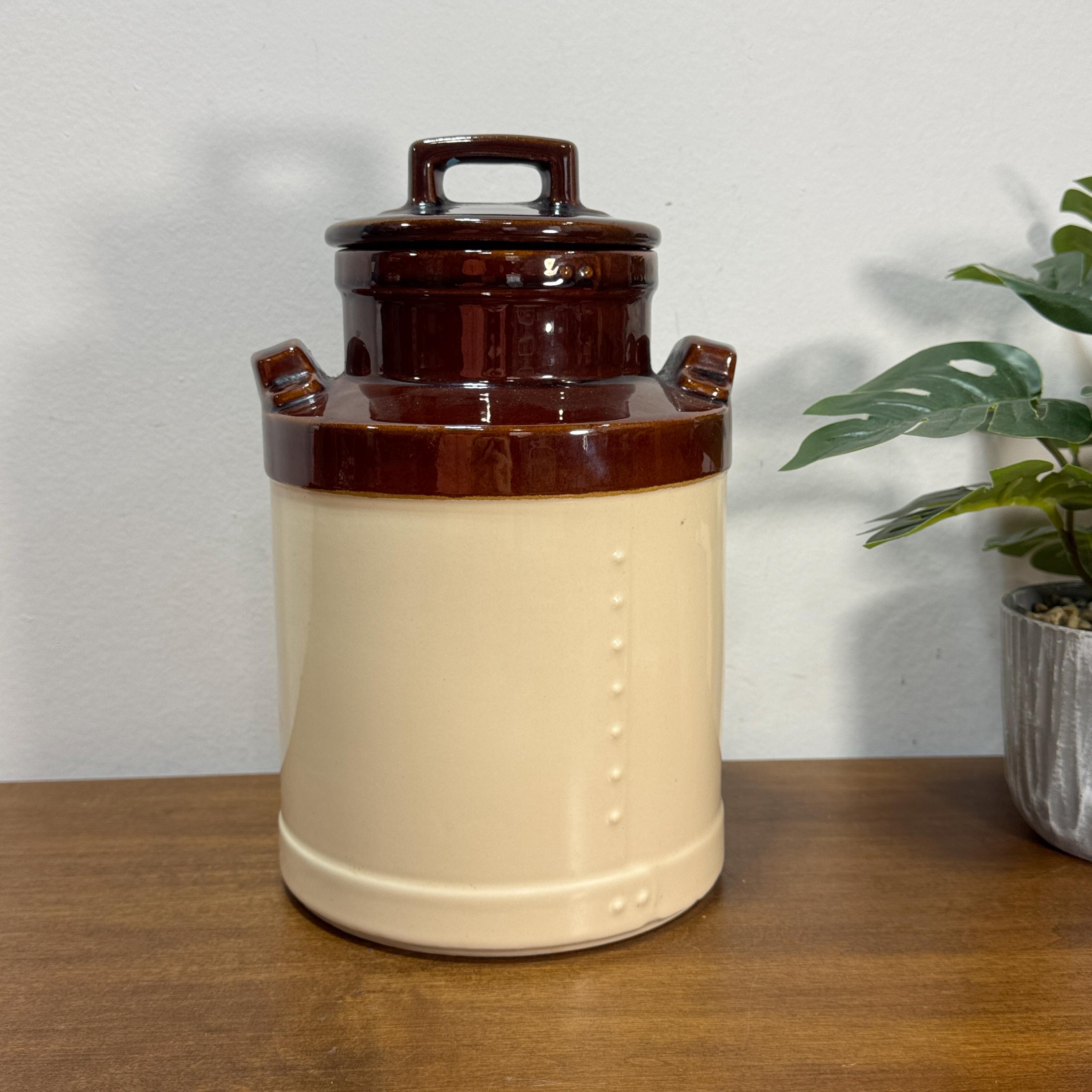 Vintage Nelson Mccoy Canister Milk Can Shape USA 333 Cream Brown