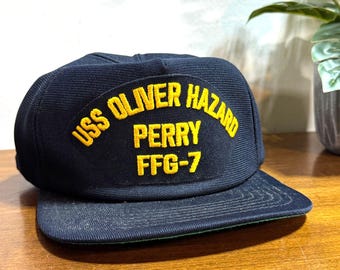 Vintage USS Oliver Hazard Perry Hat Cap Baseball Snapback Black