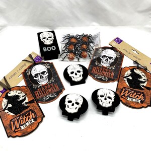 Halloween Decor Lot Skulls Witch Spiders Spooky Party