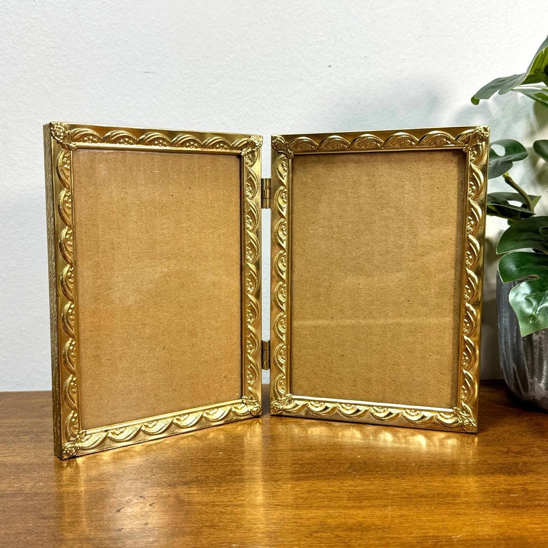 Vintage Brass Folding Picture Frame Bifold Photo Gold 5 X 7 Ornate - Etsy