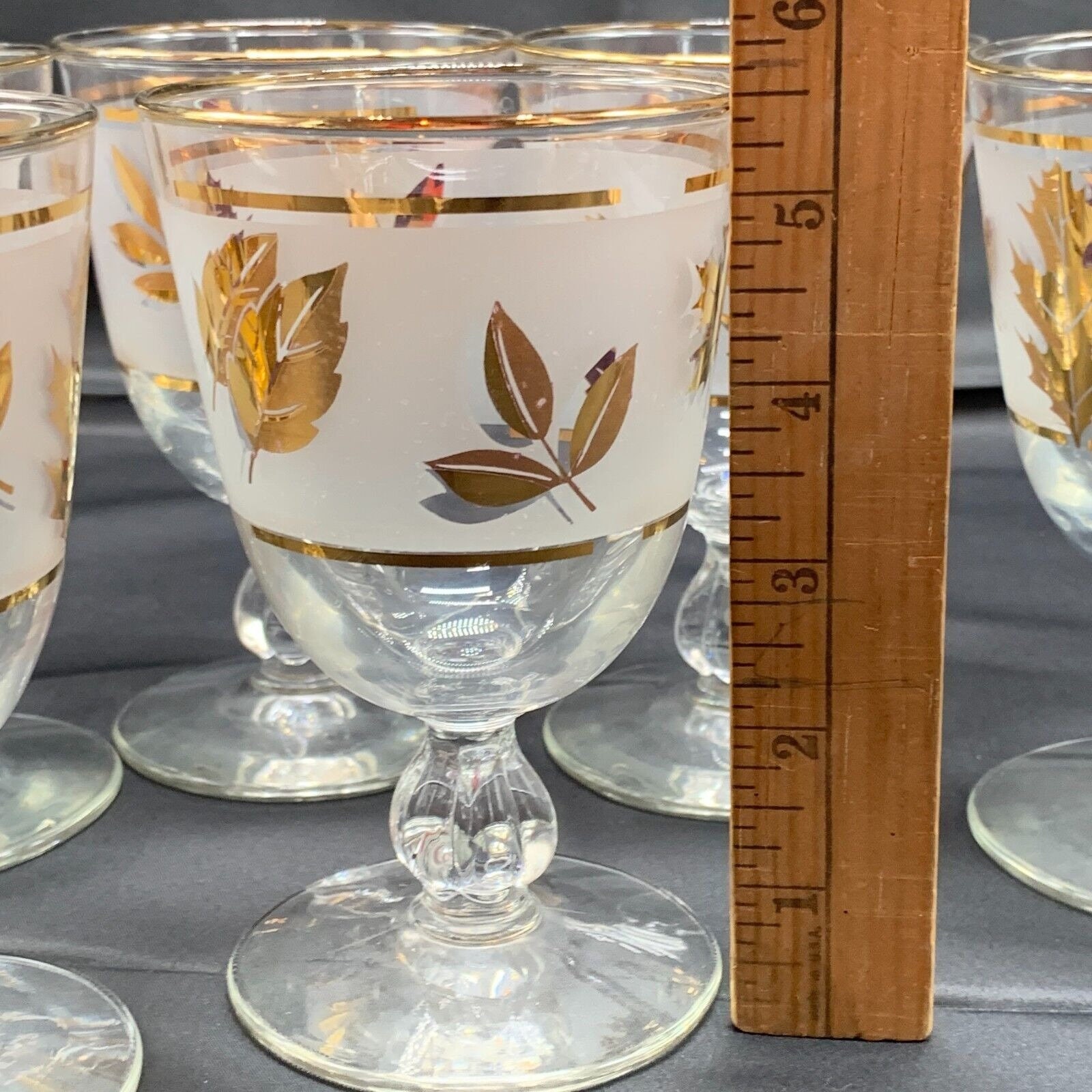 Vintage Frosted Libbey Gold Leaf Glasses Cordial Footed Mid Century Set of 6 Etsy