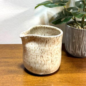 Studio Art Pottery Pitcher Creamer Artist Signed Speckled Stoneware 4&quot;