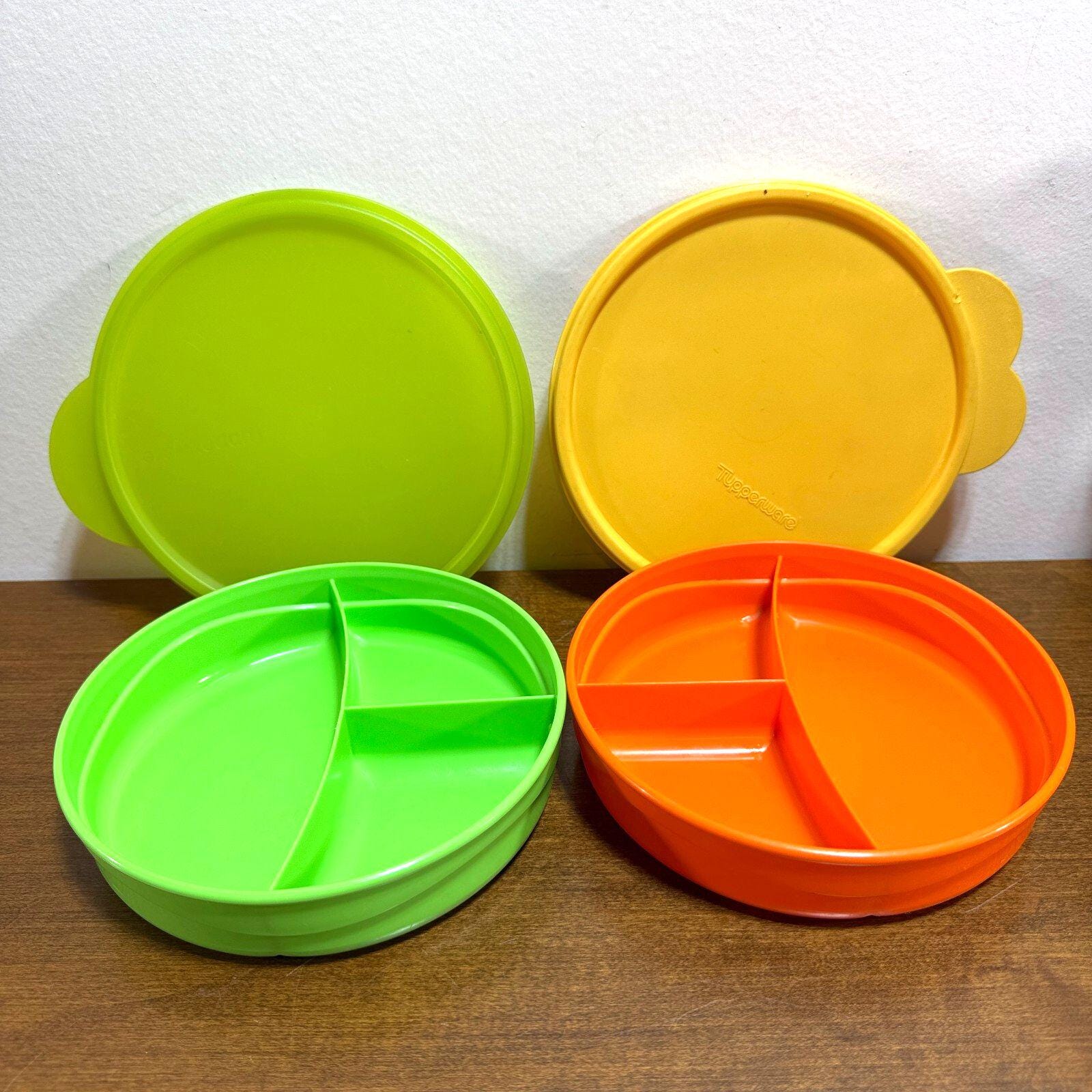 2 Tupperware Munchkids Divided Dish With Lids Diameter Orange