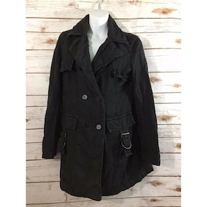 Guess Jeans Military Style Black Jacket Size Medium Italy M/M Rare Vintage 00-XX