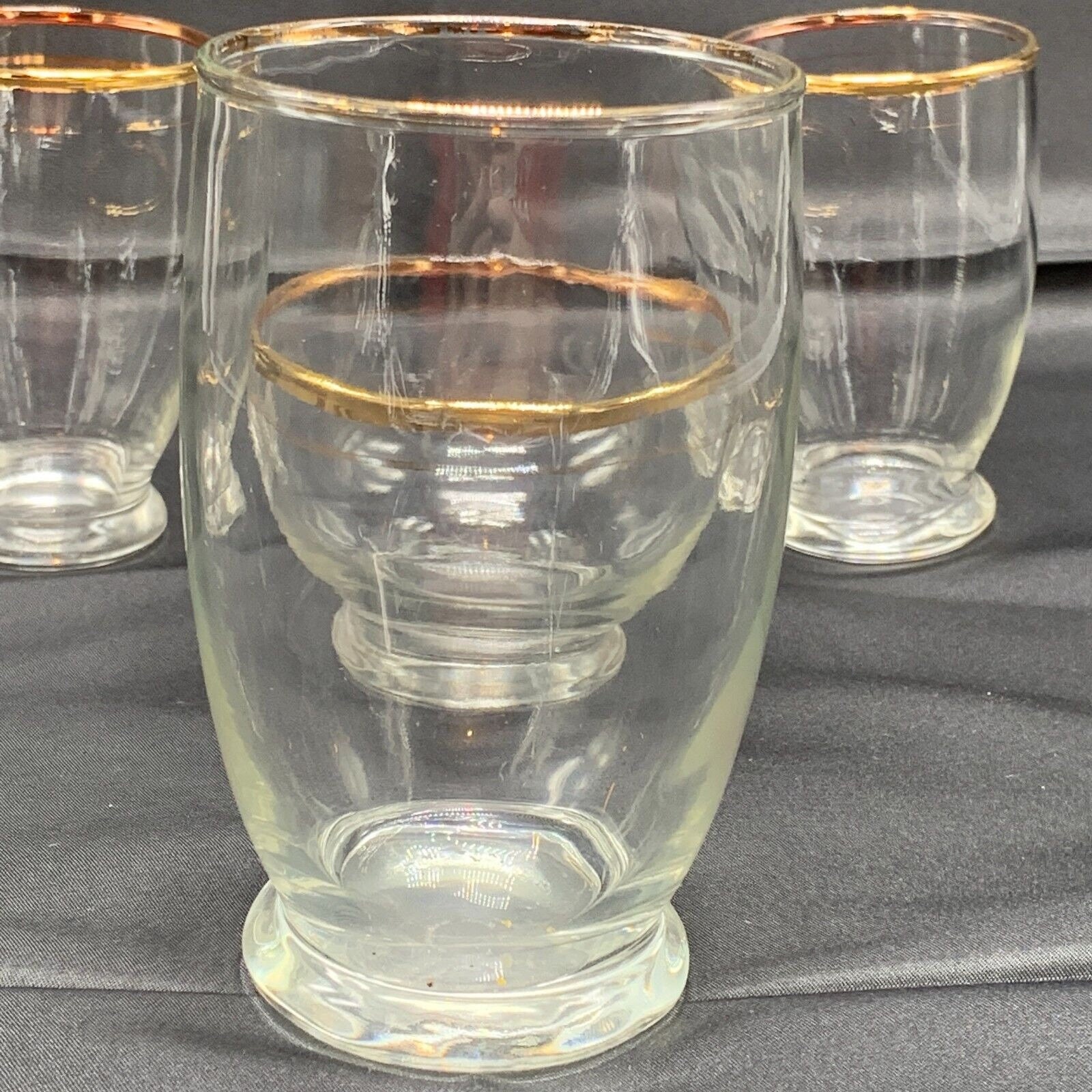 Vintage Libbey Gold Trim Glasses Bowls Juice Tumbler Dessert MCM Set of ...