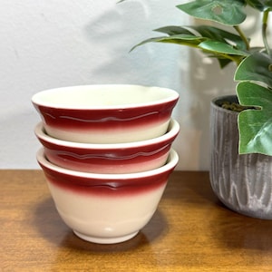 Syracuse China Red Crest Restaurant Wave Custard Bowls Set of 3 8F USA