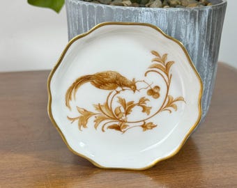 Vintage Butter Pat Kronach Bavaria Chrysantheme Gold Pheasant Rosenthal 3.25"
