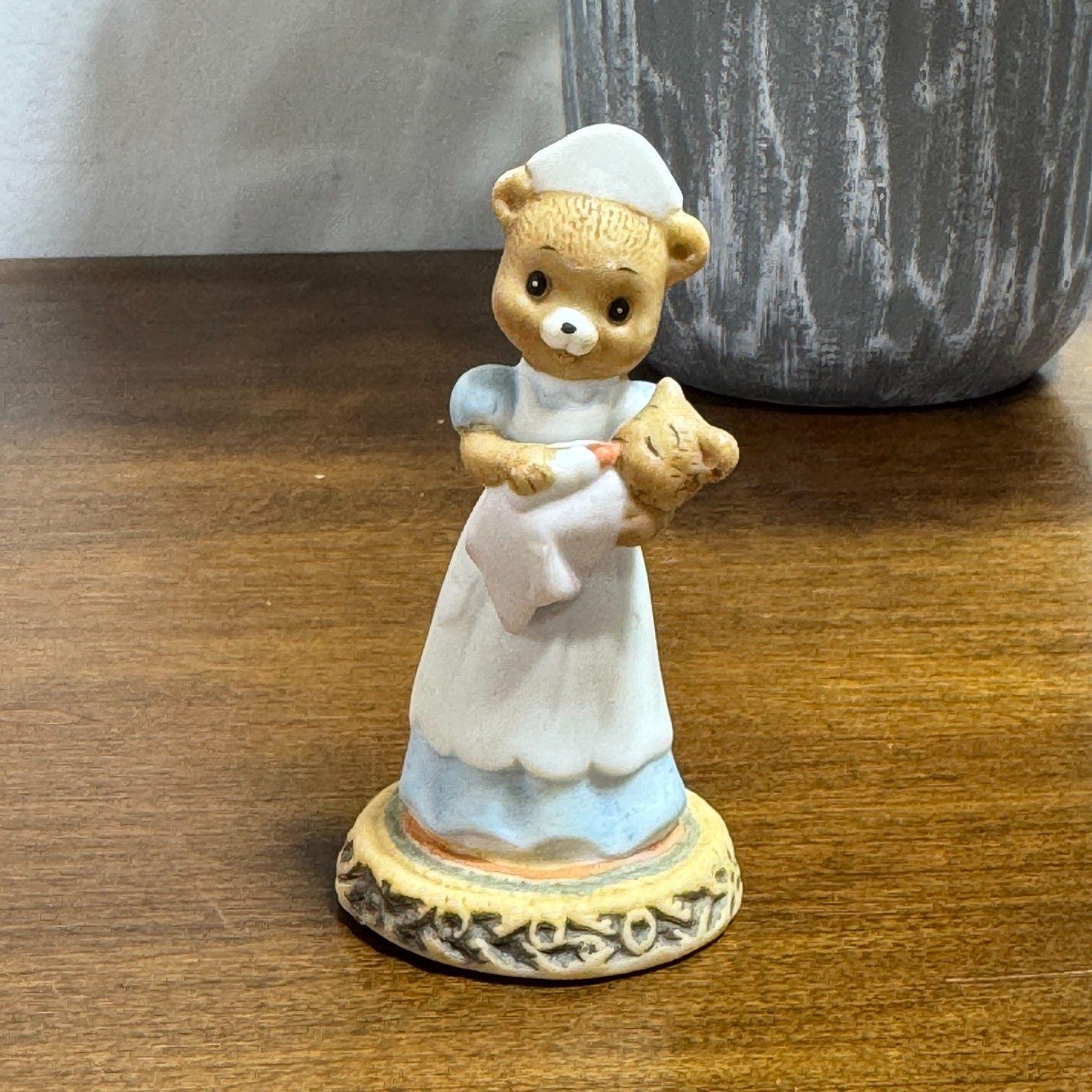 * vintage figure ୨୧ * ふさふさ ハリネズミちゃん Vintage Lefton Honey Bears Figurine Nurse Holding Baby 1983 #03583