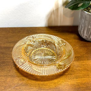 Jeannette Glass Co Iris and Herringbone Iridescent Peach Butter Dish No Cover