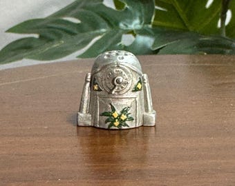 Dedal de reloj de repisa de peltre vintage