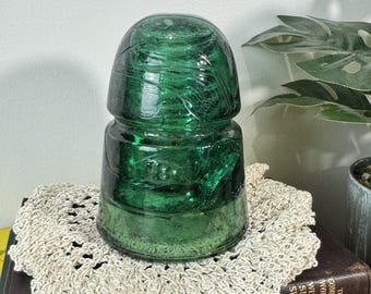 Vintage Smaragdgrün Glas Isolator Antike Telegraph Power Line Schlackenglas