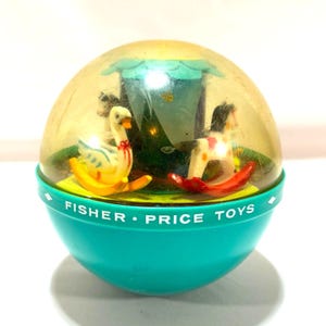 Vintage 1960s Fisher Price Roly Poly Chime Ball Toy #165 Rocking Horse Theme