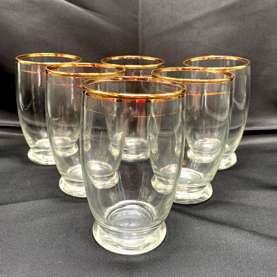 Vintage Frosted Libbey Gold Leaf Glasses Tumbler Mid Century Etsy