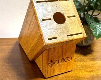 Cutco Galley Set Solid Oak Wood Block 7 Slot Knife HOLDER ONLY
