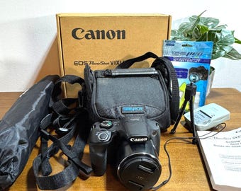 Canon PowerShot SX530 HS Digital Camera Black Case Tripod Battery 50X Lens Wifi