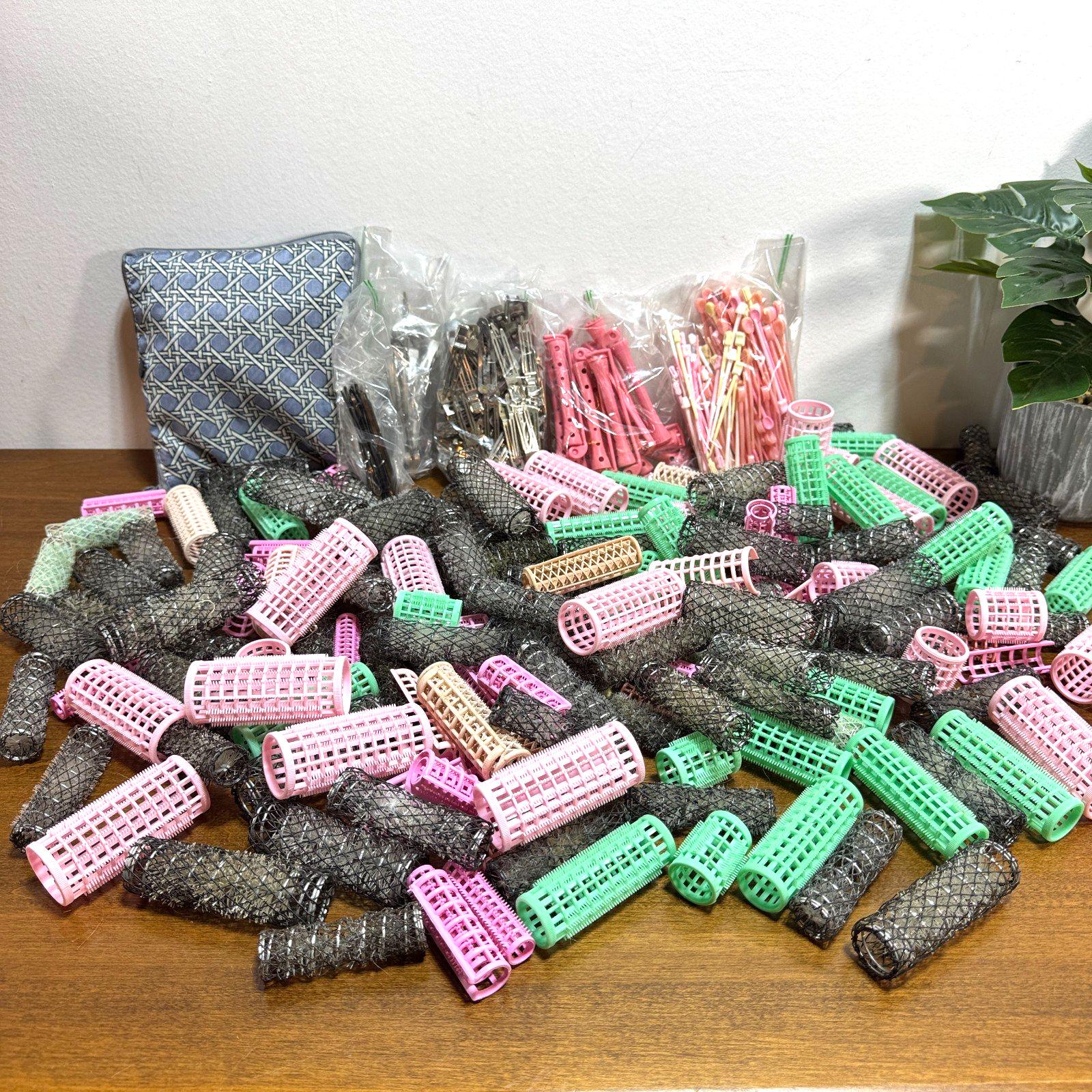 ビンテージヘアローラー、カーラー、ブラシ、メッシュワイヤー、145個