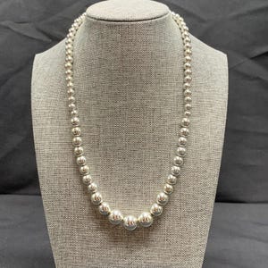 Vintage Necklace Silver Toned Beads 18 inches