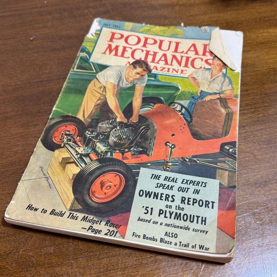 Vintage Popular Mechanics Magazine July 1951 '51 Plymouth Ephemera