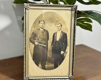 Antique Framed Violinist Portrait Photograph Clyde Campbell Silver Metal Frame