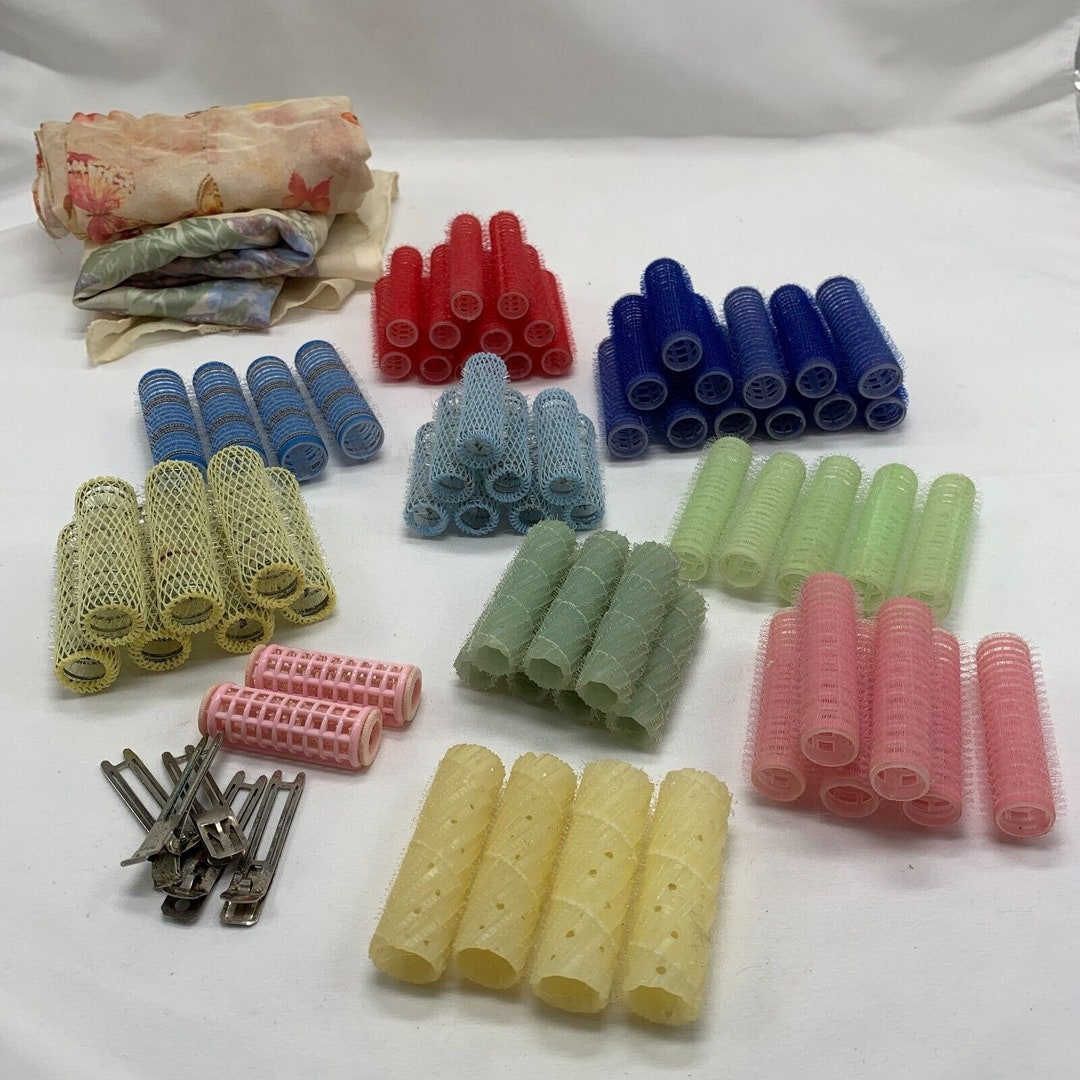 56 Vintage Hair Rollers Curlers Multiple Sizes Plus 2 Scarves Etsy