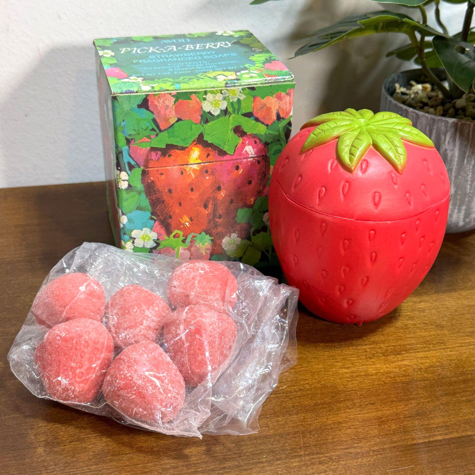 Vintage 1974 Avon Strawberry Container and Fragranced Guest Soaps