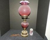 Fenton Cranberry Hobnail Lamp