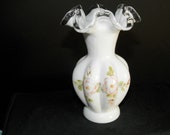 Fenton Silvercrest Hand Painted Melon Vases