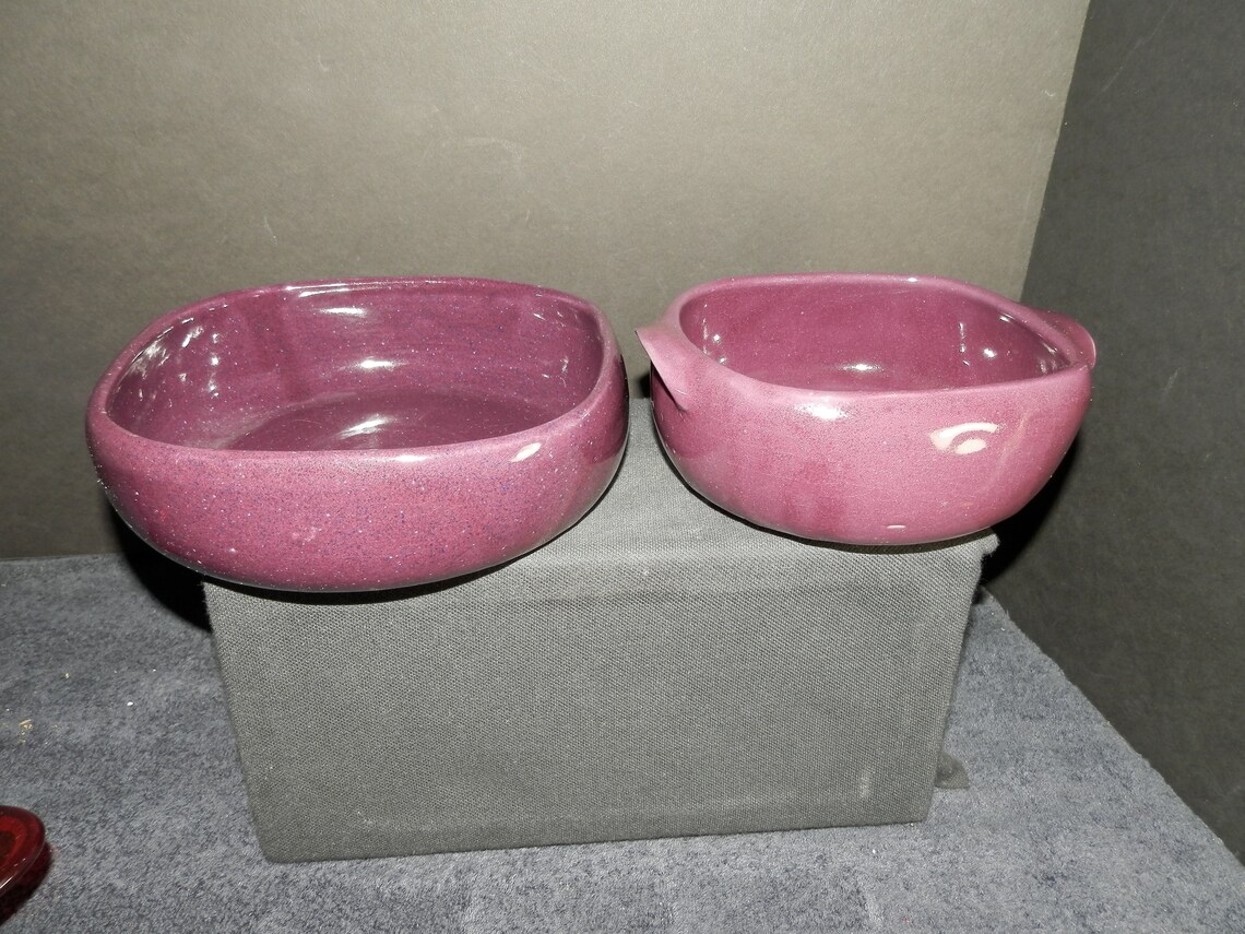Two Purple Hand Thrown Bybee Pottery Bowls Etsy