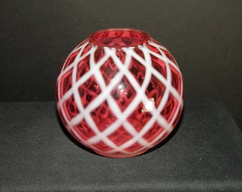 Fenton Cranberry White Vase