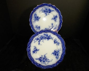 Two Henry Alcock Touraine Flow Blue Plates