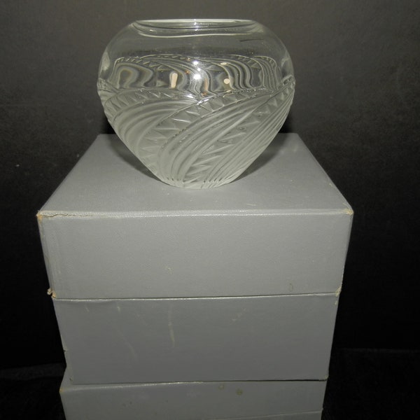 Lalique Crystal Zagaro Vase Signed Original Box
